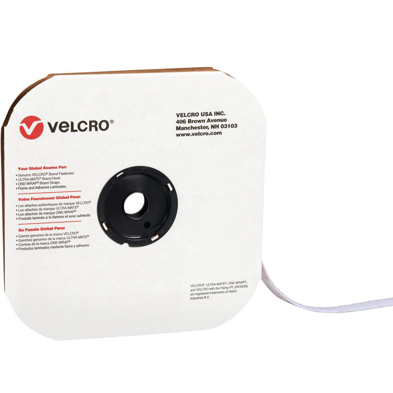 Picture of Box Partners VEL156 0.5 in. x 75 ft. Hook White Cloth Hook & Eye Brand Tape Individual Strips