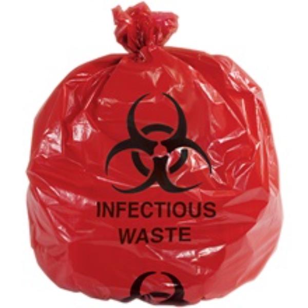 CL9005 40-45 gal 1.1 Mil Red with Infectious Waste Print Infectious Waste Trash Liner