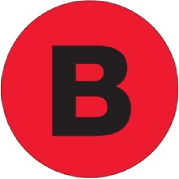 Tape Logic DL7003 2 in. Circle B Fluorescent Red Letter Labels