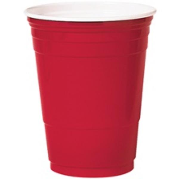 Party Cups, 16 oz., 4 3/4" x 3 7/8", Red, PK1000