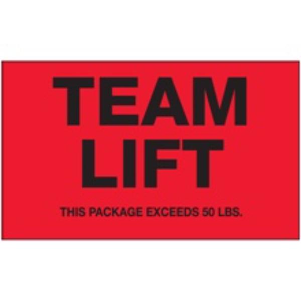 Tape Logic DL7017 3 x 5 in. Team Lift Fluorescent Red Labels