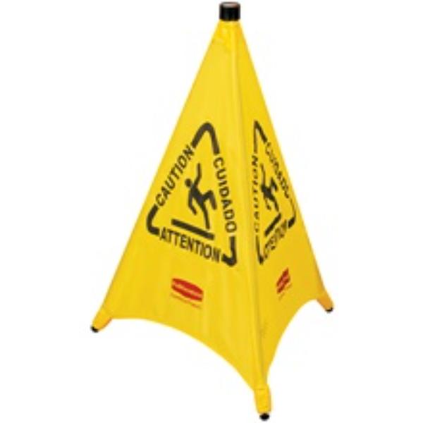 JAN107 3-Sided Multilingual Pop-Up Cone Wet Floor Safety Cone, Yellow