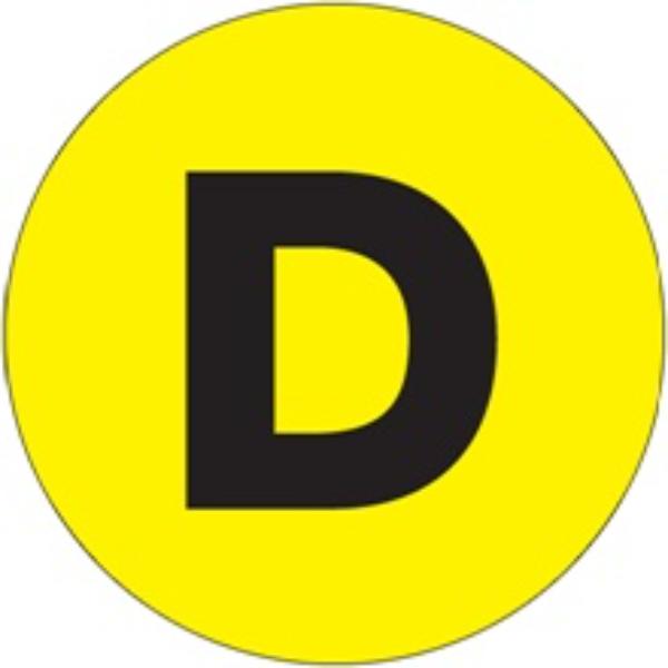 2 in. Circle D Fluorescent Yellow Letter Labels