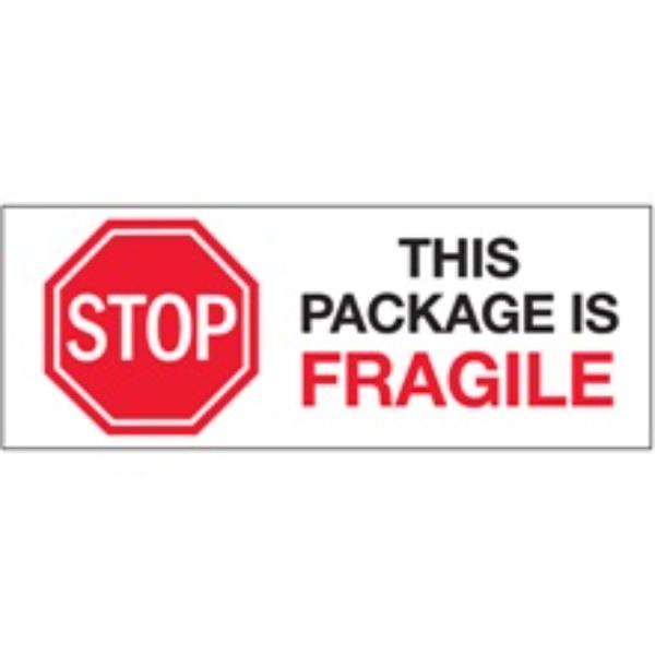 Tape Logic DL7013 3 x 8 in. Stop This Package is Fragile Labels