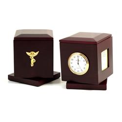 Picture of Bey-Berk International R49C Chiropractor Rosewood Rotating Pen Box with Two 2 x 2 in. Frames, 2 x 2.25 in. Quartz Clock & Personalization