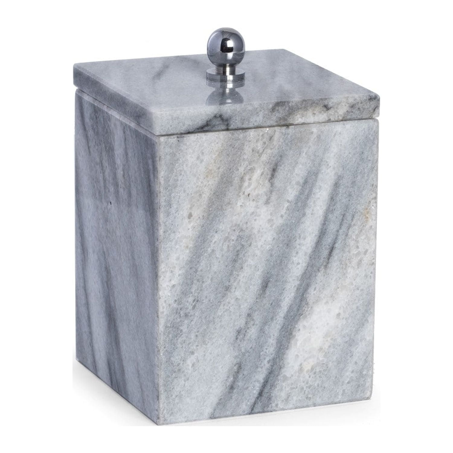 Picture of Bey-Berk International TT203G Marble Bath Canister with Lid in Cloud, Grey & White 