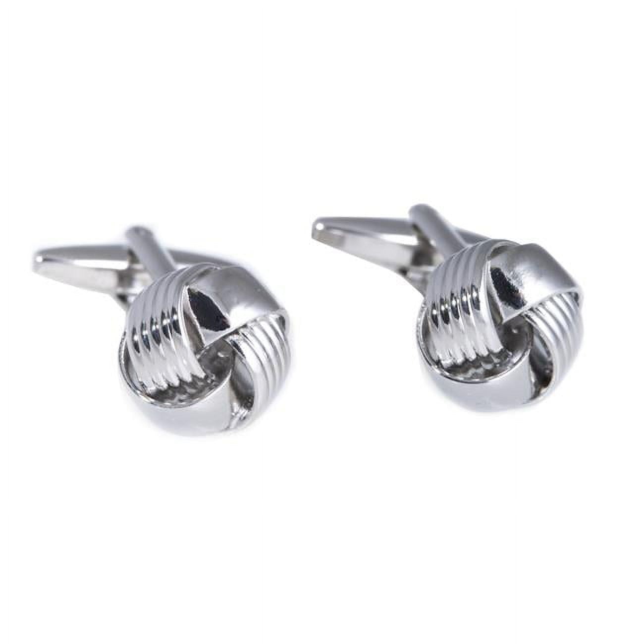 Picture of Bey-Berk International J103 Rhodium Plated Cufflinks with Classic Knot Design - Silver