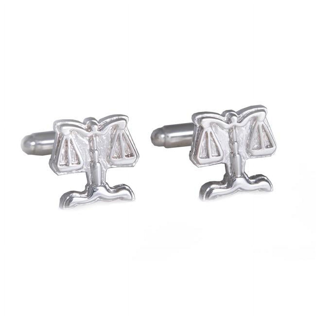 Picture of Bey-Berk International J137 Rhodium Plated Cufflinks with Legal Scales Design - Silver