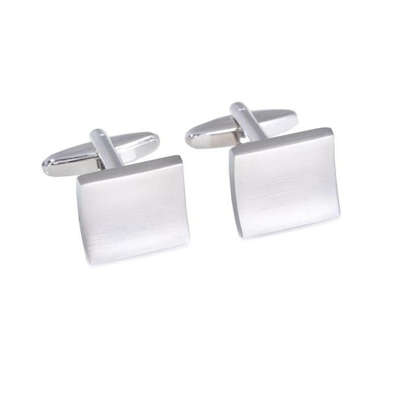 Picture of Bey-Berk International J145 Rhodium Plated Square Concave Cufflinks in Satin Finish - Silver