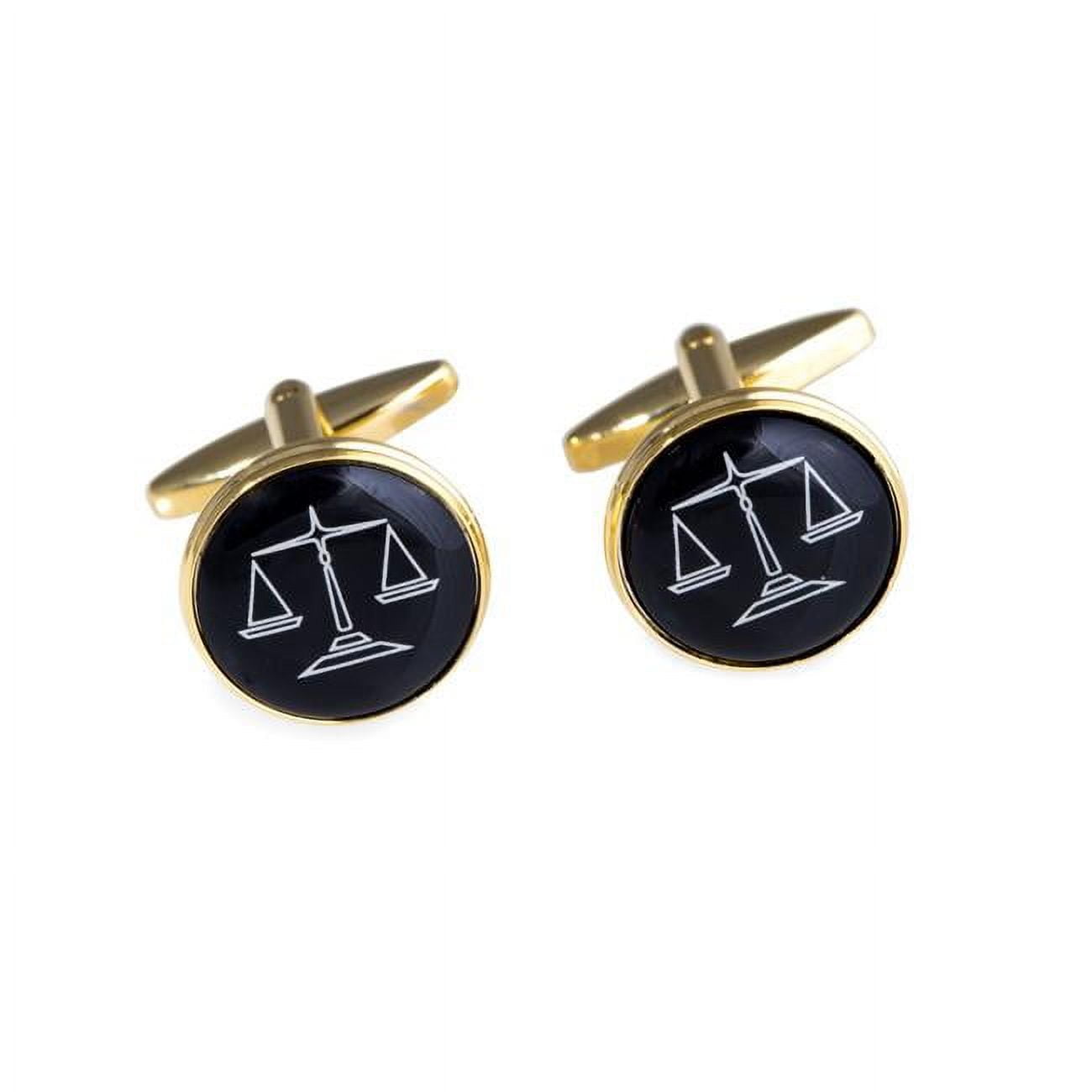 Picture of Bey-Berk International J174 Gold Plated Round Cufflinks with Scales Design
