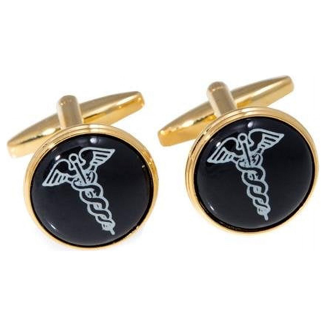 Picture of Bey-Berk International J209 Gold Plated Cufflinks with Caduceus