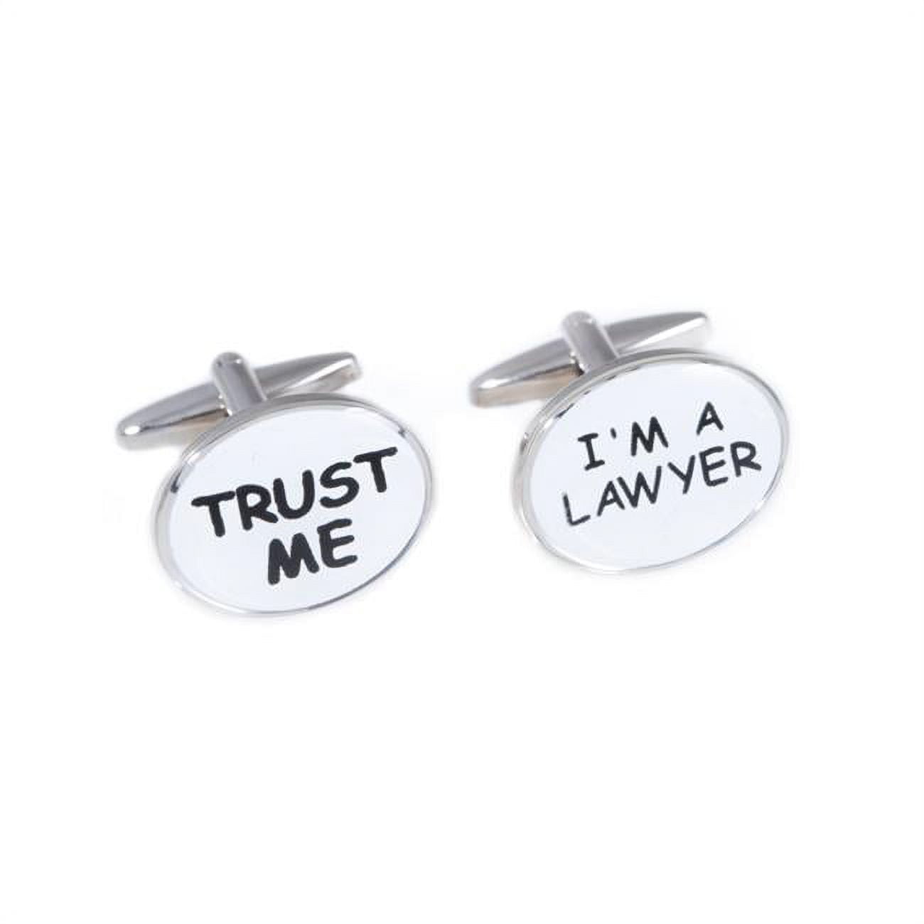Picture of Bey-Berk International J213 Rhodium Plated Cufflinks with Trust Me &amp; I am a Lawyer - White