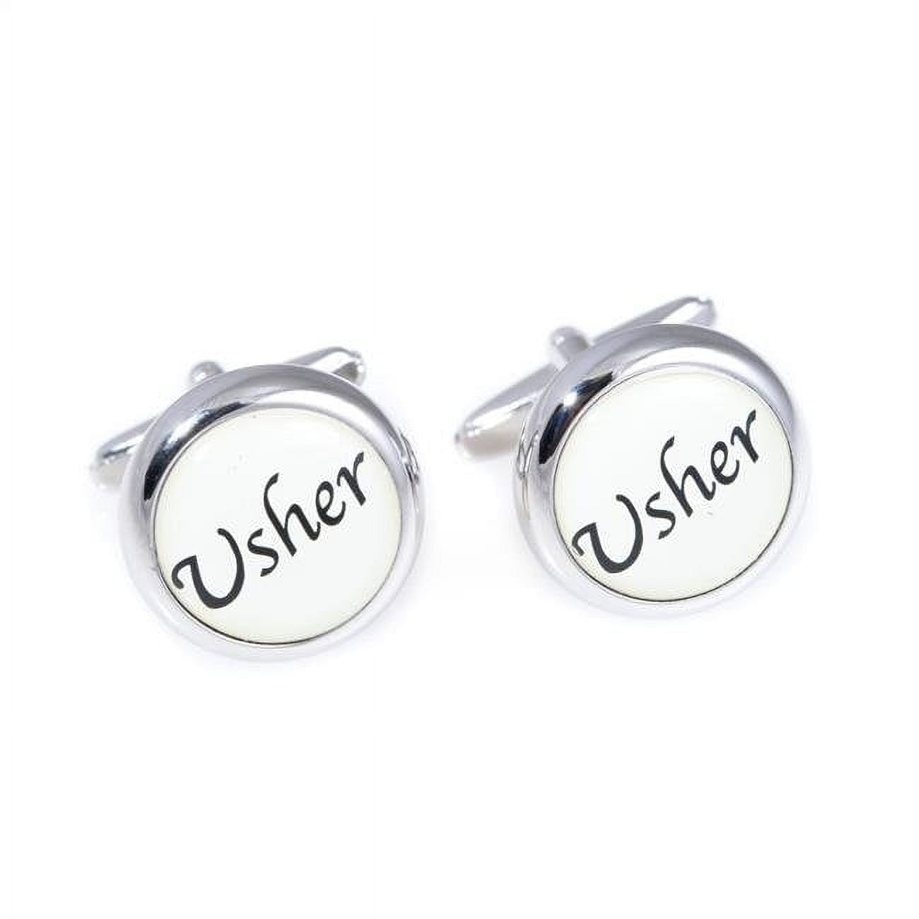 Picture of Bey-Berk International J217 Rhodium Plated Usher Design Cufflinks - White
