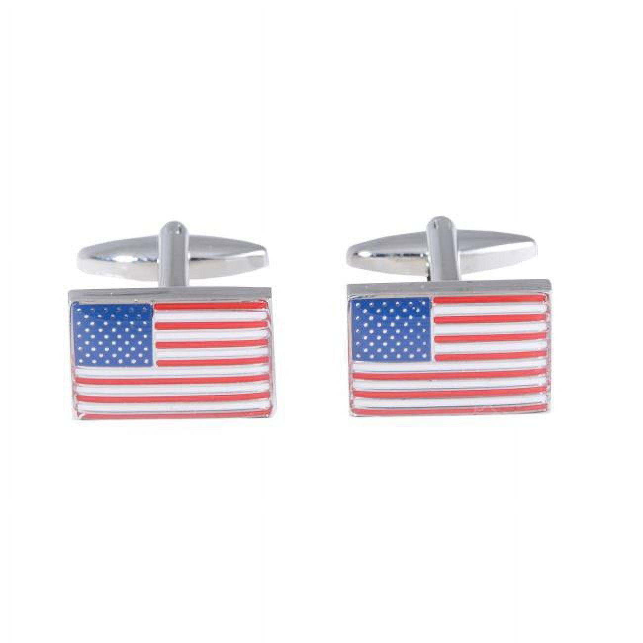 Picture of Bey-Berk International J211 Rhodium Plated USA Flag Design Cufflinks - Multi Color