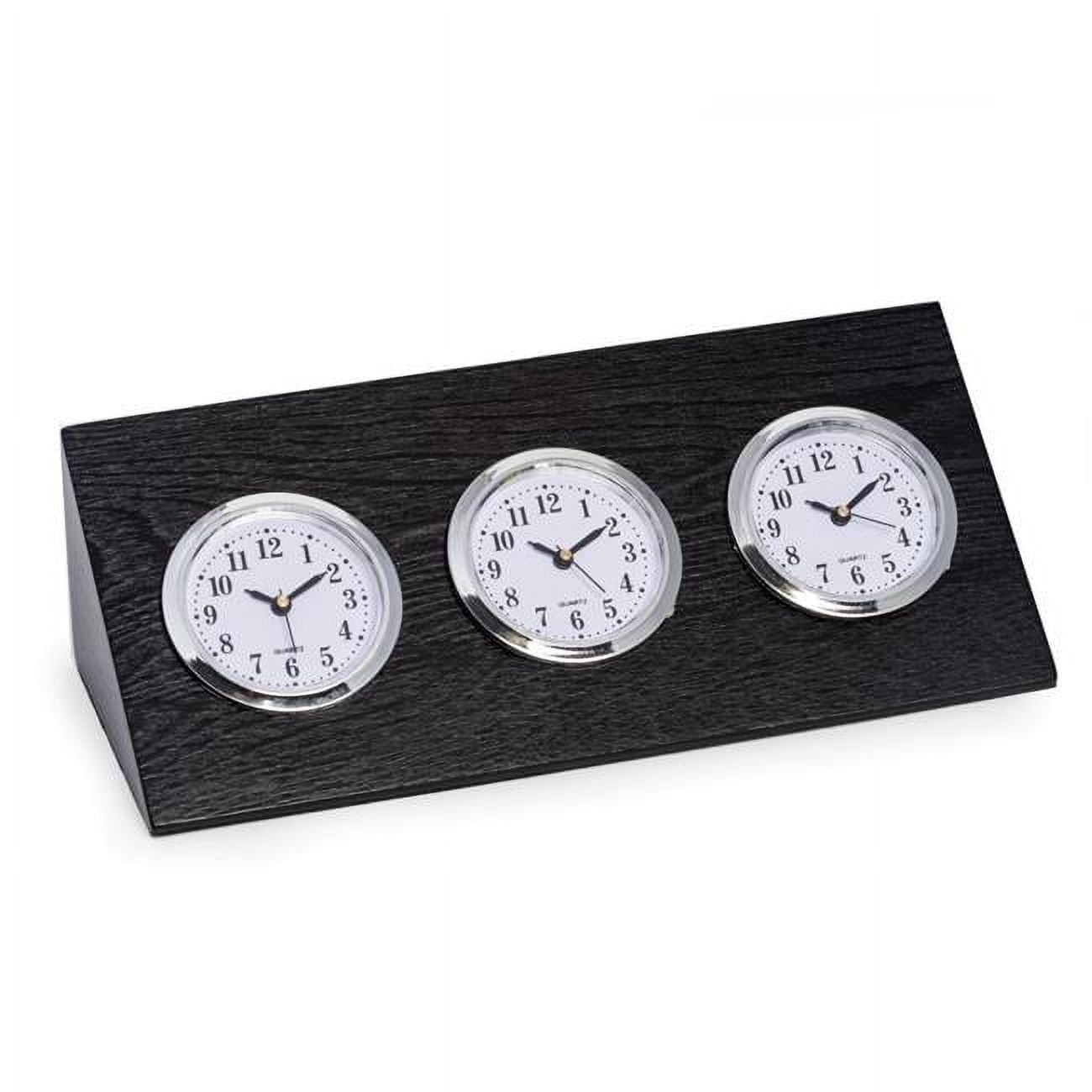 Picture of Bey-Berk International CM702 Triple Time Zone Clock - Black Wood
