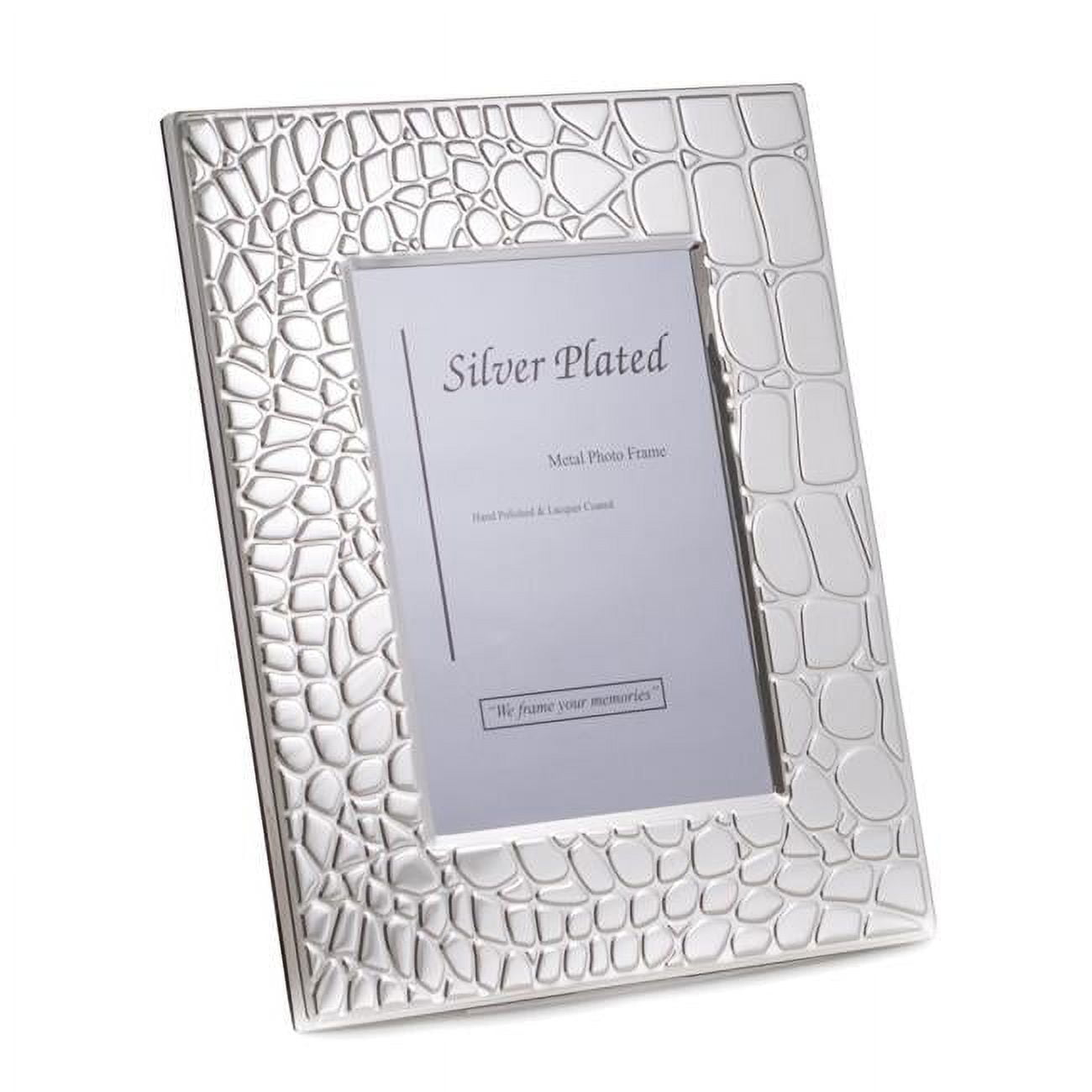 Picture of Bey-Berk International SF110-11 5 x 7 in. Silver Plated with Croco Design Picture Frame with Easel Back 