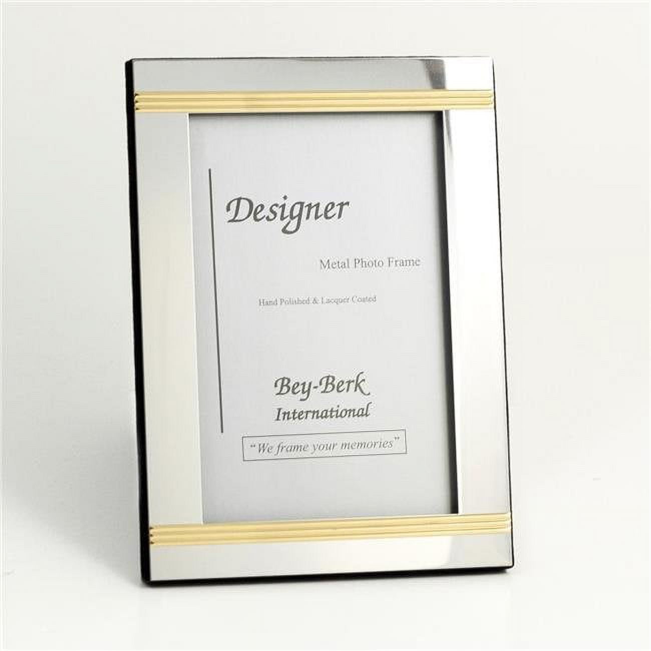 Picture of Bey-Berk International SB160-09 4 x 6 in. Picture Frame with Easel Back - Silver &amp; Brass