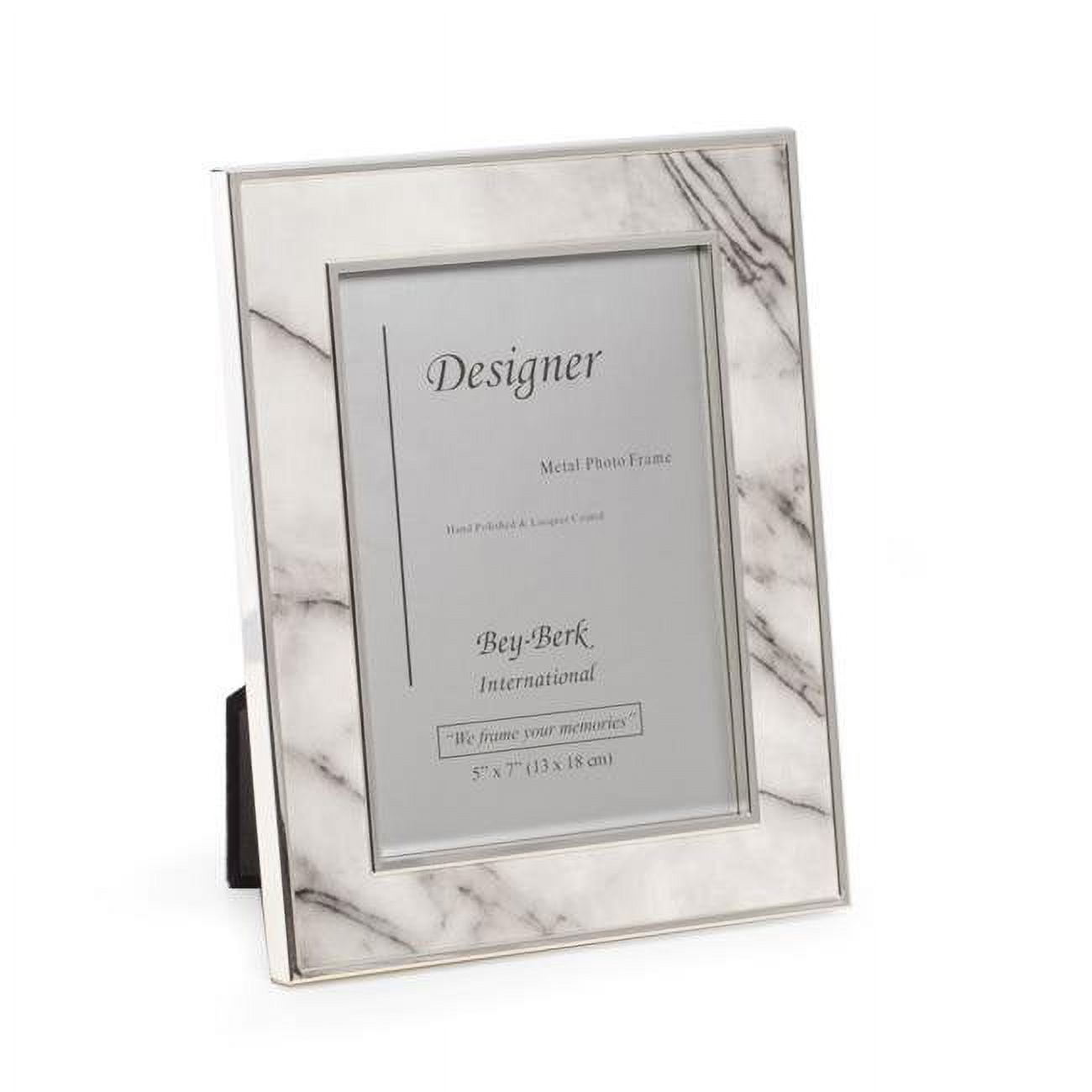 Picture of Bey-Berk International SF123-11 5 x 7 in. Marble Design Picture Frame with Easel Back - Silver