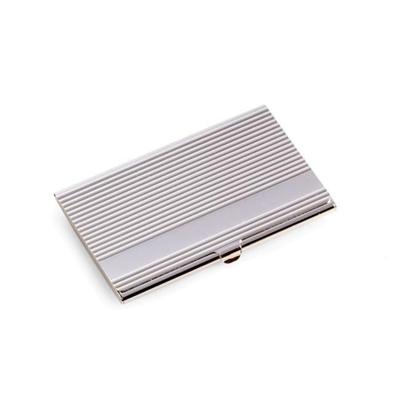 Picture of Bey-Berk International D261 Silver Plated Business Card Case with Lined Design 