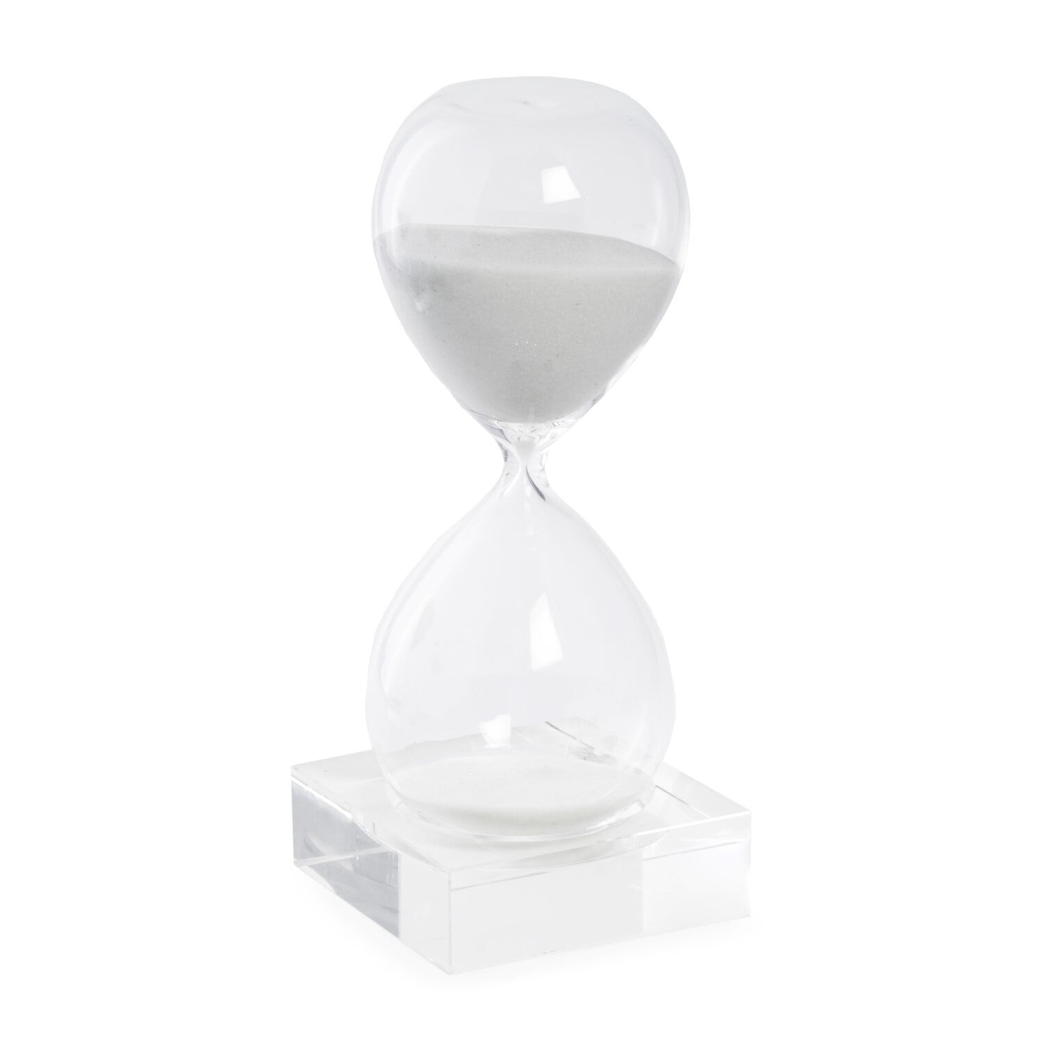 Picture of Bey-Berk International D836W 30 Minute Crystal Sand Timer on Crystal Base with White Sand - Clear &amp; White
