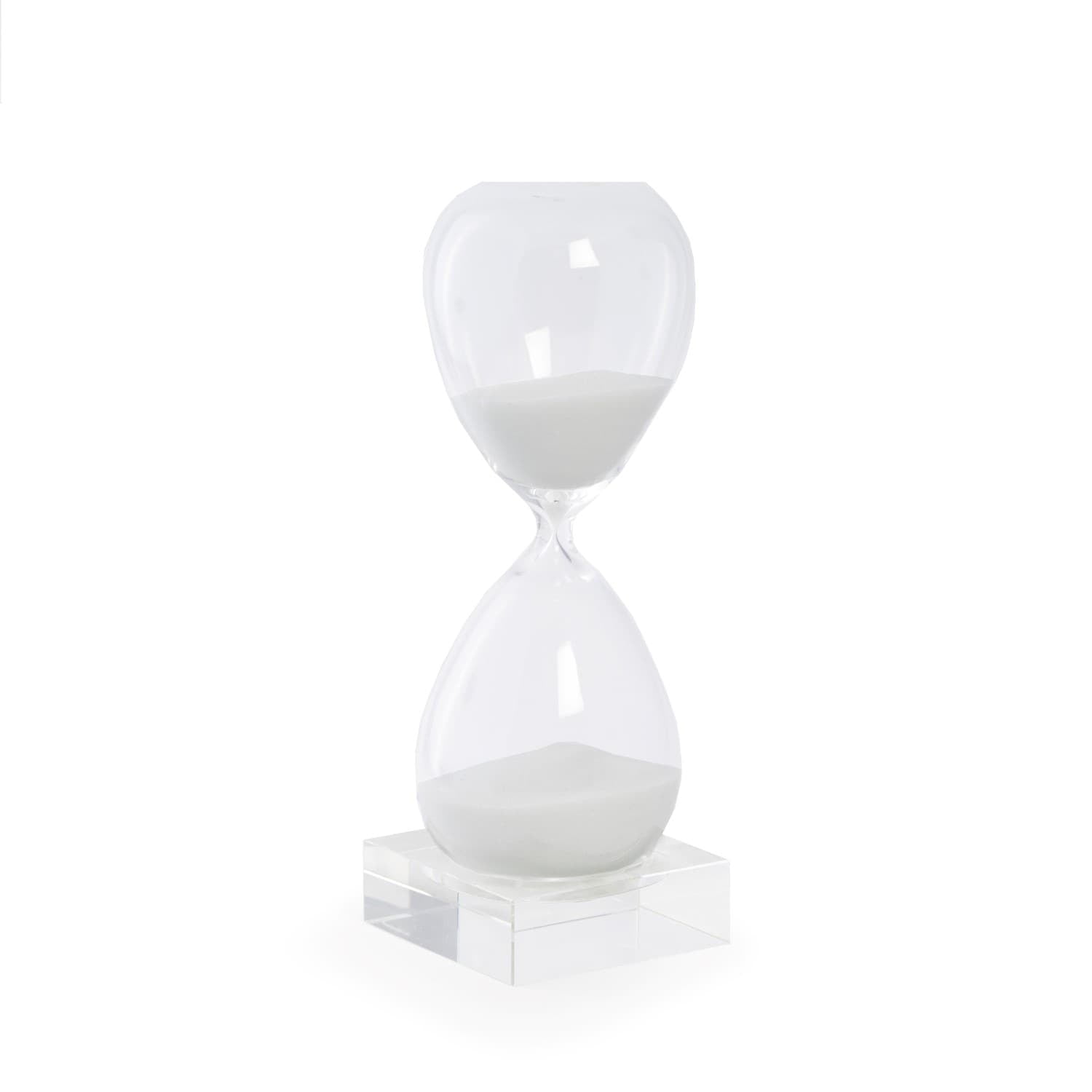 Picture of Bey-Berk International D837W 60 Minute Crystal Sand Timer on Crystal Base with White Sand - Clear &amp; White