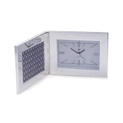 Picture of Bey-Berk International D541 3.5 x 5 in. Silver Plated Alarm Clock &amp; Picture Frame