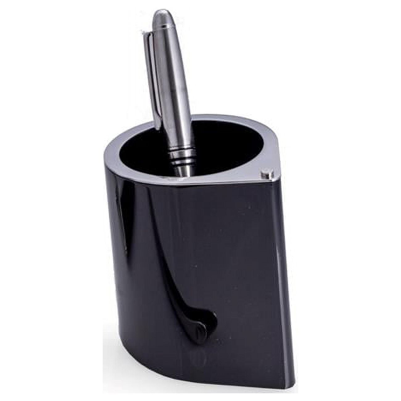 Picture of Bey-Berk International D175 Stainless Steel Pen Cup with Enamel Finish - Black &amp; Silver