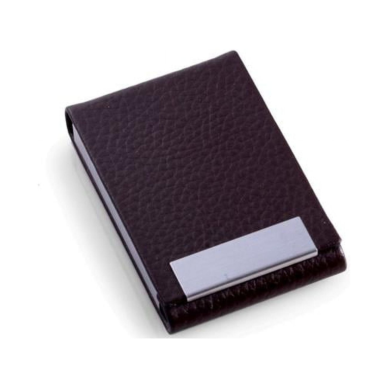 Picture of Bey-Berk International D252N Brown Leather Business Card Case with Flip Top &amp; Magnetic Closure 