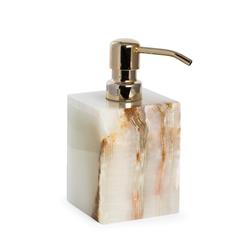 Picture of Bey-Berk International TT204X Marble Bath Soap Dispenser in Green Onyx, White & Tan