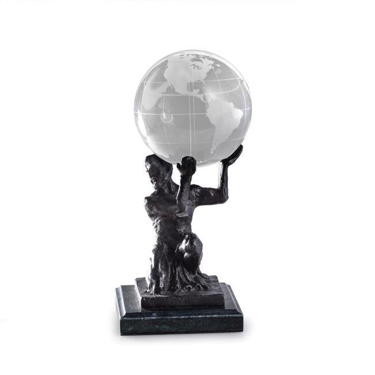 Picture of Bey-Berk International R62Z Cast Metal Atlas Ball Holder with Bronzed Finish&#44; Green Marble &amp; Bronze