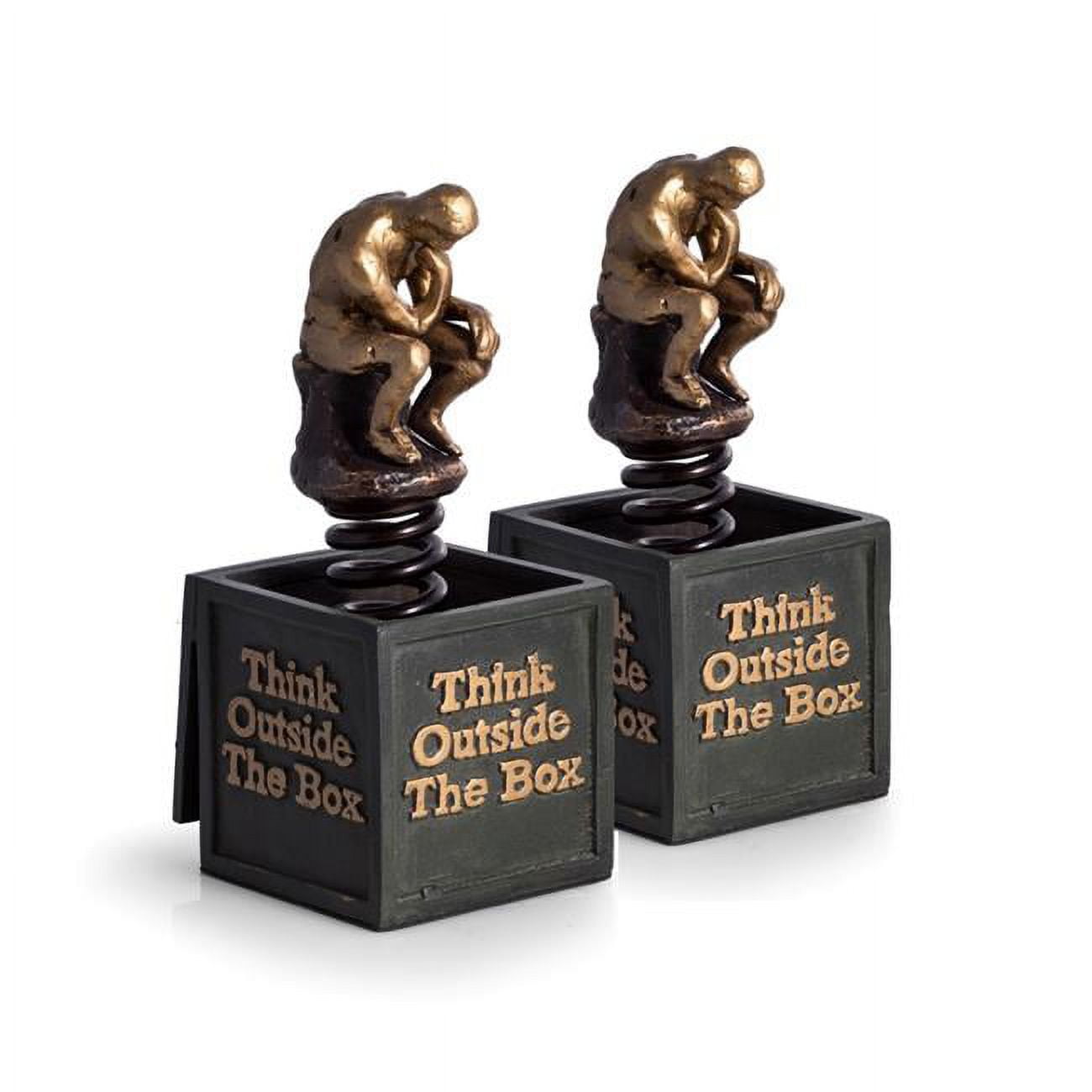 Picture of Bey-Berk International R10N Bronze Finished Think Outside the Box Thinker Bookends
