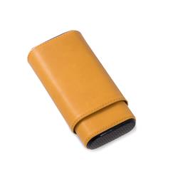 Picture of Bey-Berk International C254Y Leather with Cedar Lined Telescoping Three Cigar Holder, Yellow & Grey