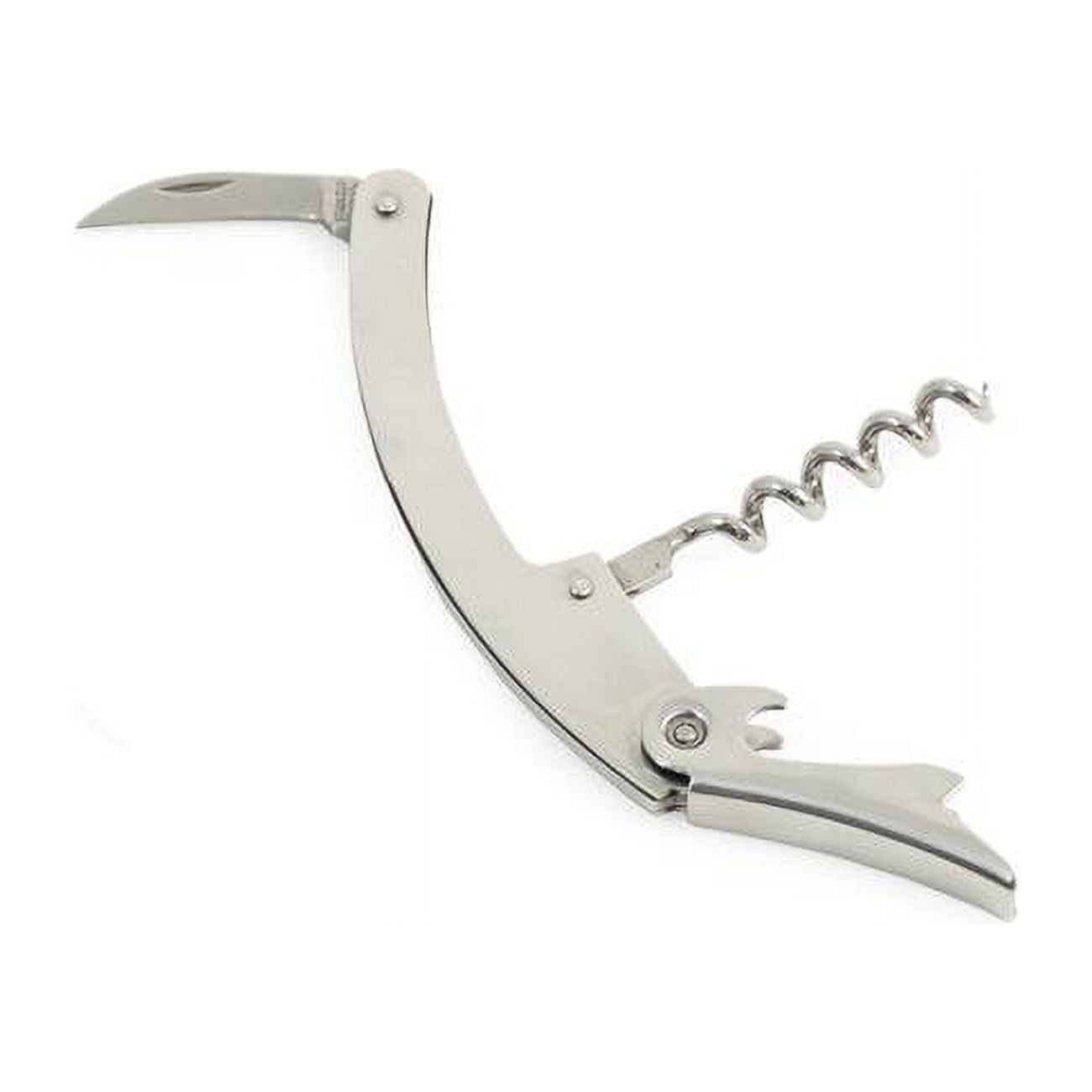 Picture of Bey-Berk International BS906 Bar Tool with Corkscrew Bottle Cap Opener &amp; Foil Cutter&#44; Silver - Stainless Steel