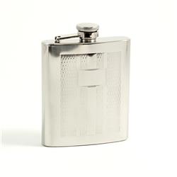 Picture of Bey-Berk International FS107A 7 oz Stainless Steel Mirror Finish Weave Design Flask with Captive Cap &amp; Durable Rubber Seal - Silver