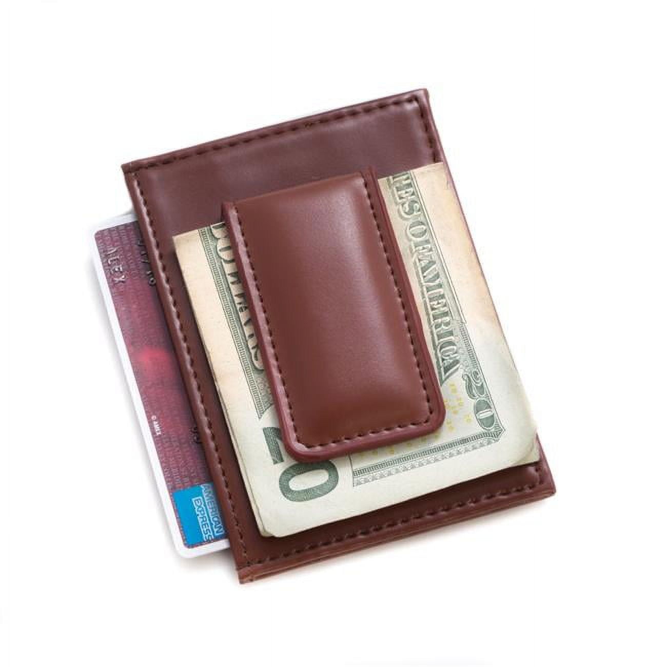Picture of Bey-Berk International BB516W Brown Leather Magnetic Money Clip &amp; Wallet with ID Window