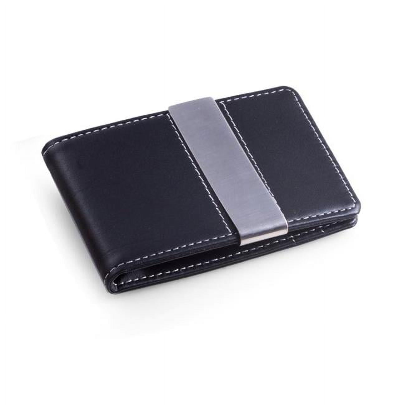 Picture of Bey-Berk International BB181B Black Leather Wallet with Credit Card ID Slots &amp; Stainless Steel Money Clip
