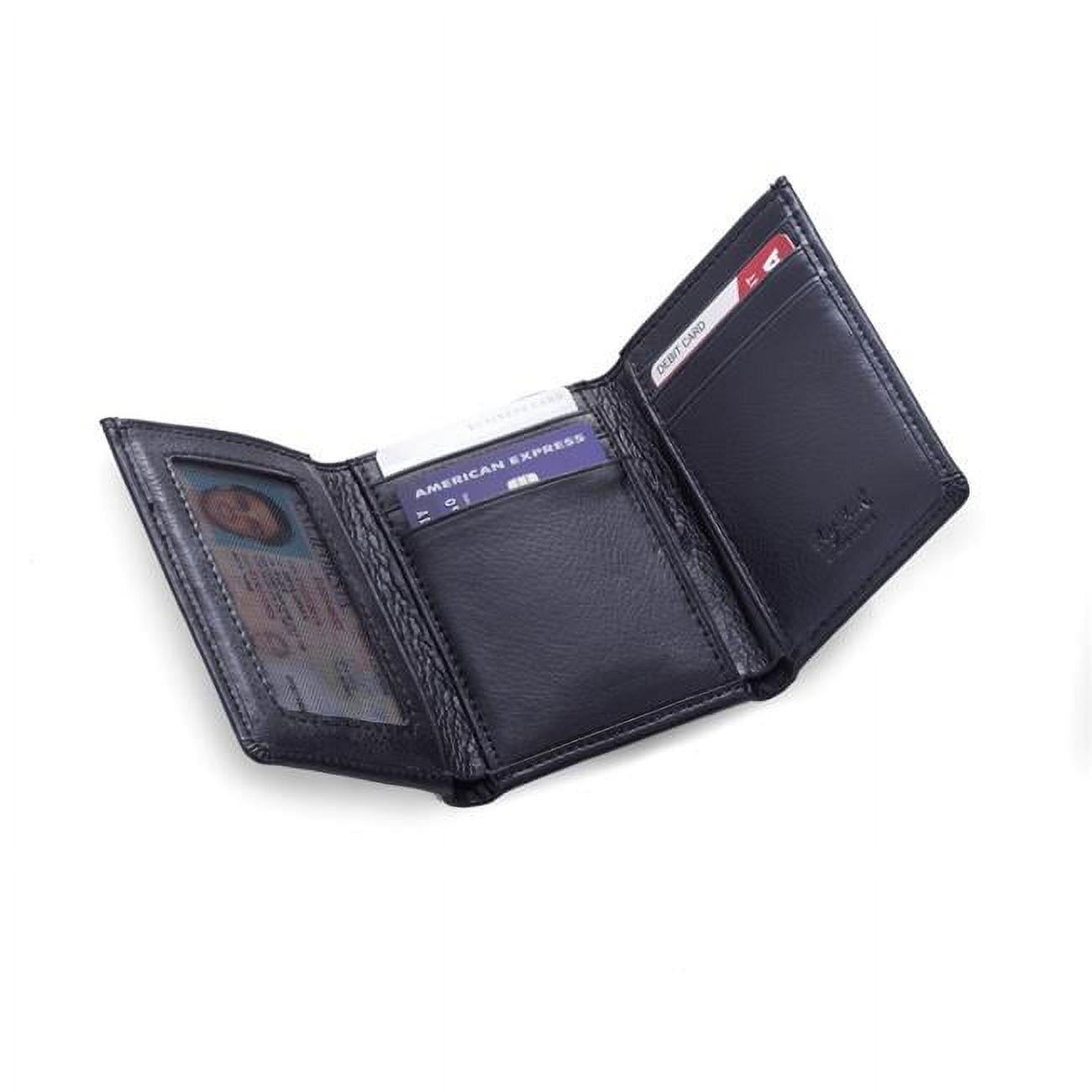 Picture of Bey-Berk International BB524B Tri-Fold Black Leather Wallet with ID Window