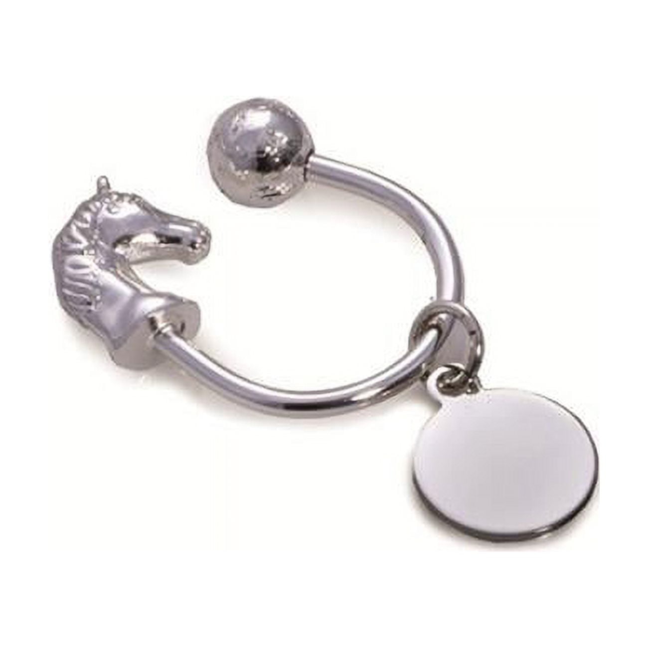 Picture of Bey-Berk International BB146S Silver Plated Horse Head Key Ring with ID Tag