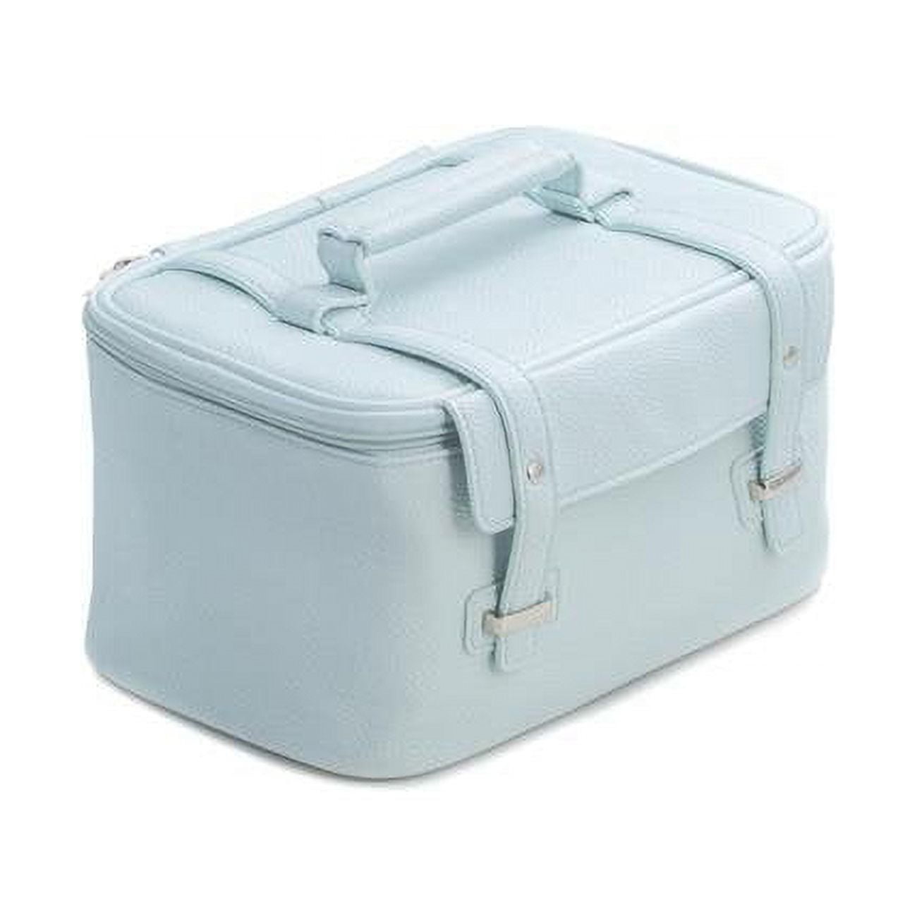 Picture of Bey-Berk International BB264L Light Blue Leatherette Travel Makeup Case with 3 Removable Compartments