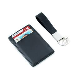Picture of Bey-Berk International BB504B Black Leather Travel Wallet with Money Clip &amp; Leather Strap Valet Key Ring Gift set