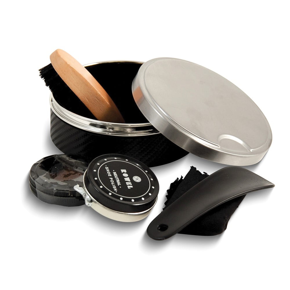 Picture of Bey-Berk International BB508 Shoe Shine Set in Stainless Steel &amp; Black Leather Case