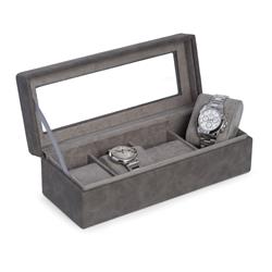 Picture of Bey-Berk International BB711GRY 4 Watch Storage Case with Soft Velour Lining&#44; Grey