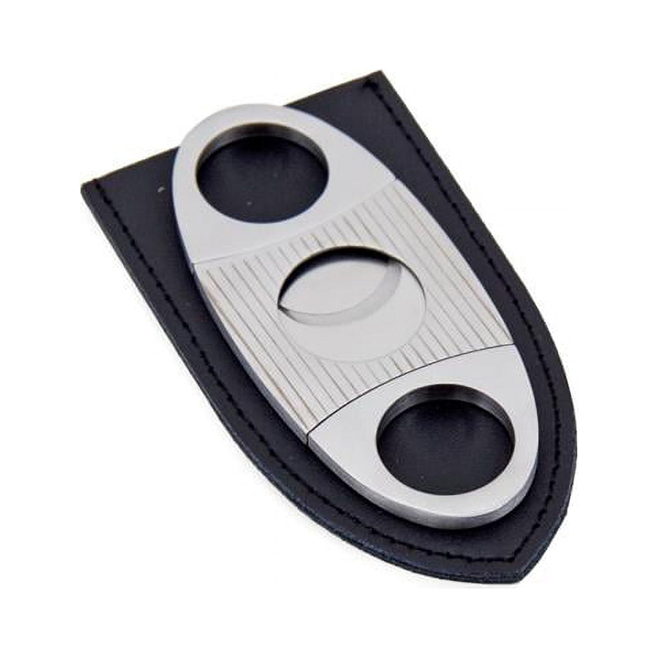 Picture of Bey-Berk International C109 Stainless Steel Guillotine Cigar Cutter with Leather Pouch, Silver 
