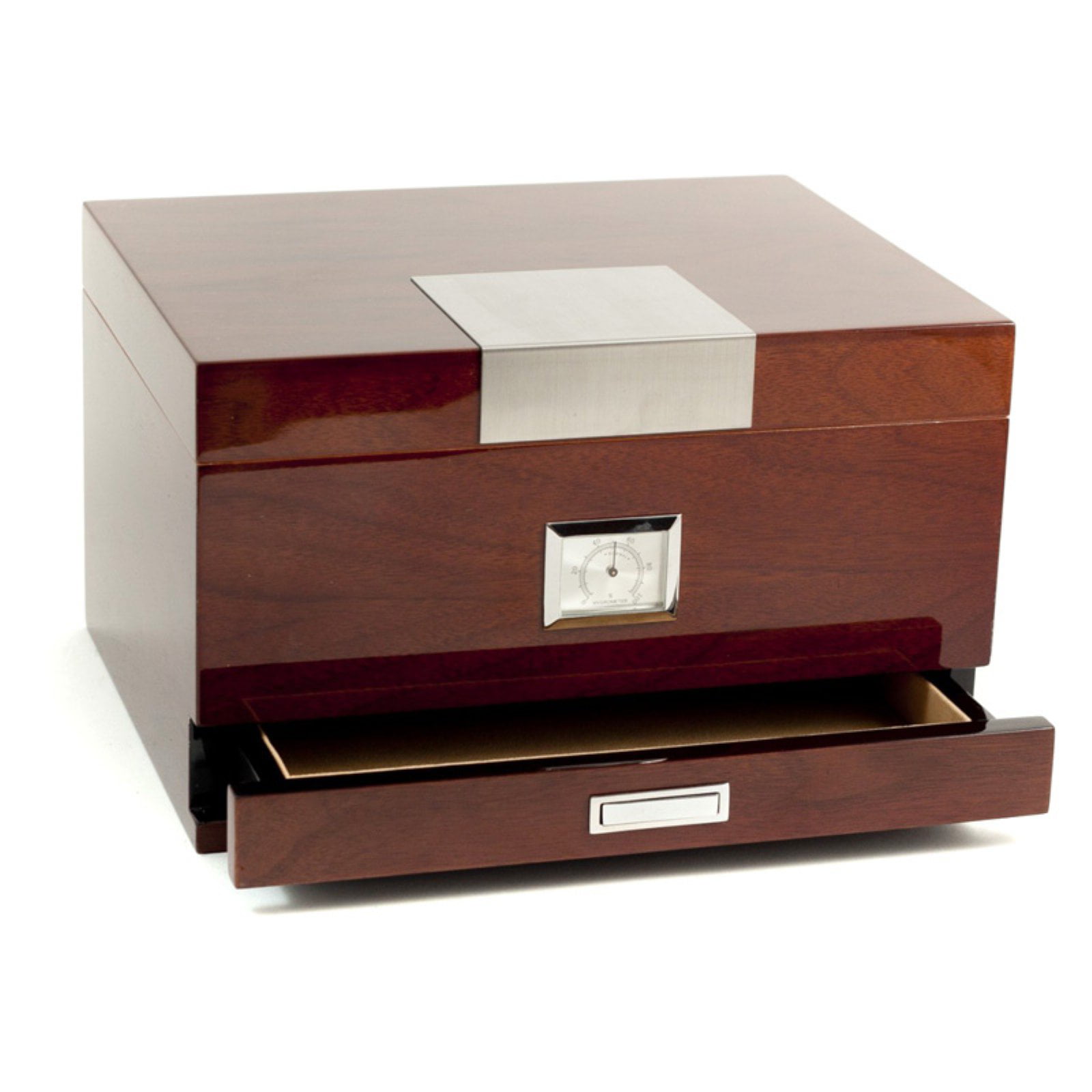 Picture of Bey-Berk International C415 Lacquered Walnut Wood 60 Cigar Humidor with Spanish Cedar Lining &amp; Accessory Drawer