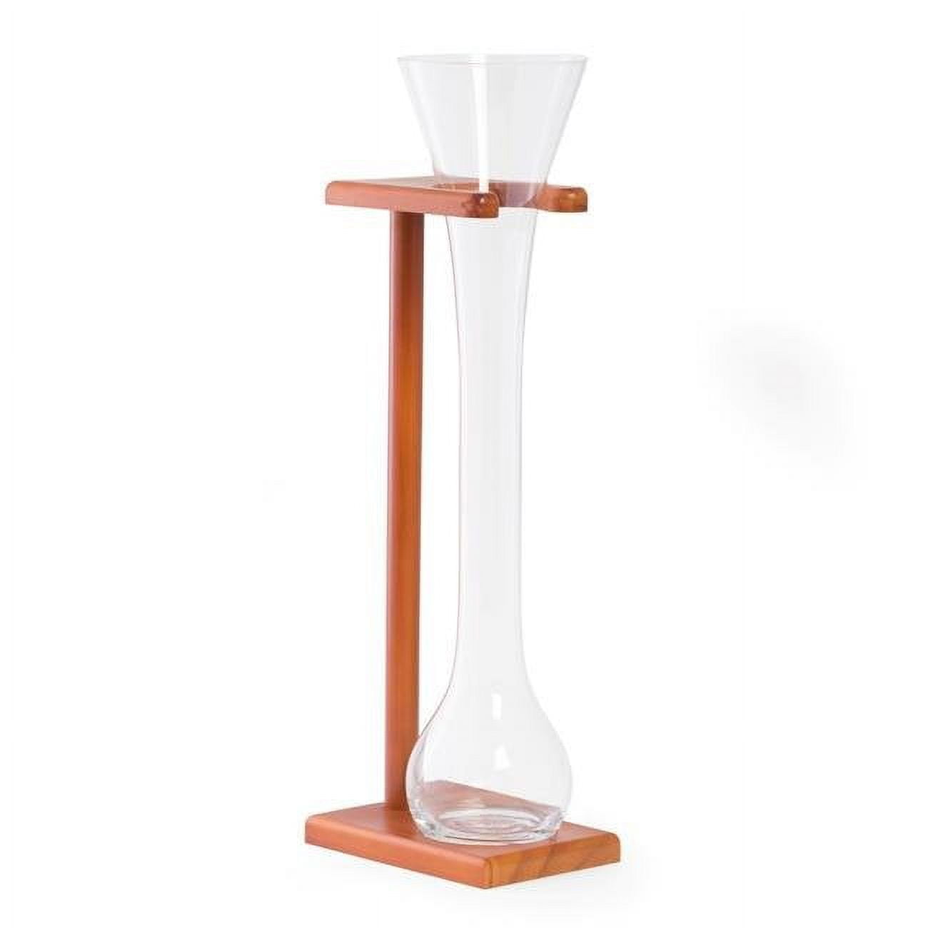 Picture of Bey-Berk International BS111M 24 oz Half Yard of Ale Glass with Wooden Stand - Brown