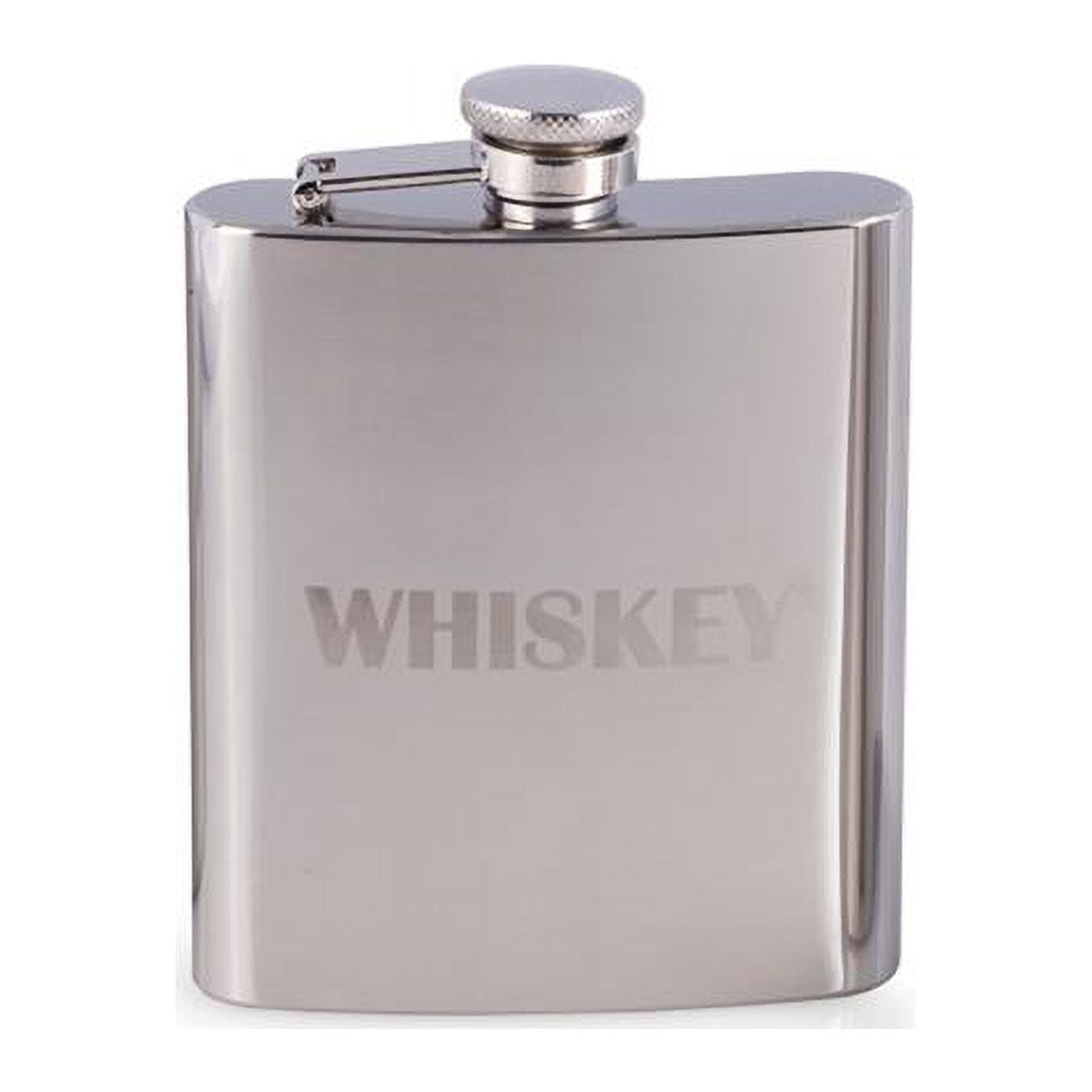 Picture of Bey-Berk International FS107W 7 oz Stainless Steel Mirror Finish Whiskey Flask with Captive Cap &amp; Durable Rubber Seal - Silver