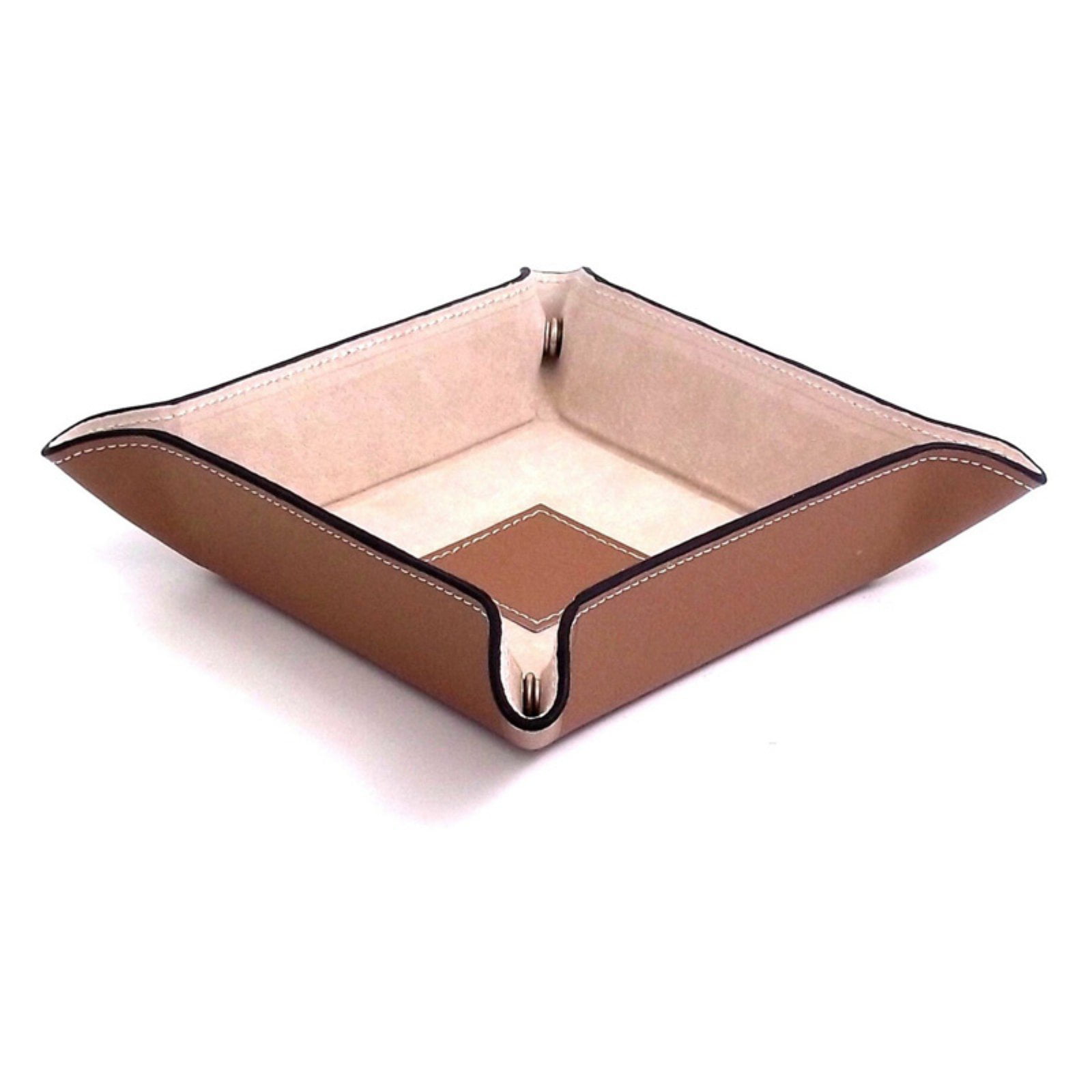 Picture of Bey-Berk International BB500M Leather Snap Valet Tray with Pig Skin Leather Lining&#44; Taupe 