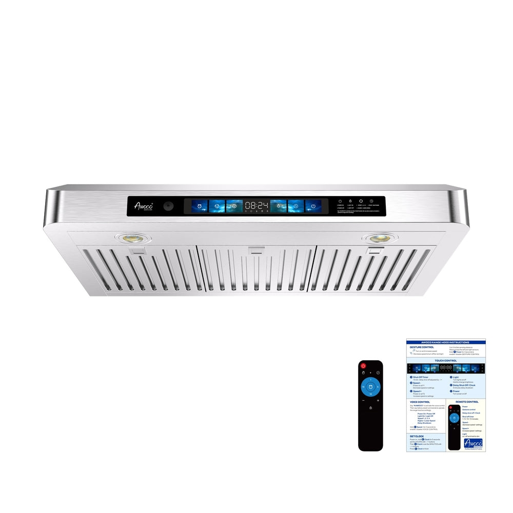 Picture of Awoco RH-UC6-V30 30' Under Cabinet 6'H Stainless Steel Range Hood, Voice Control