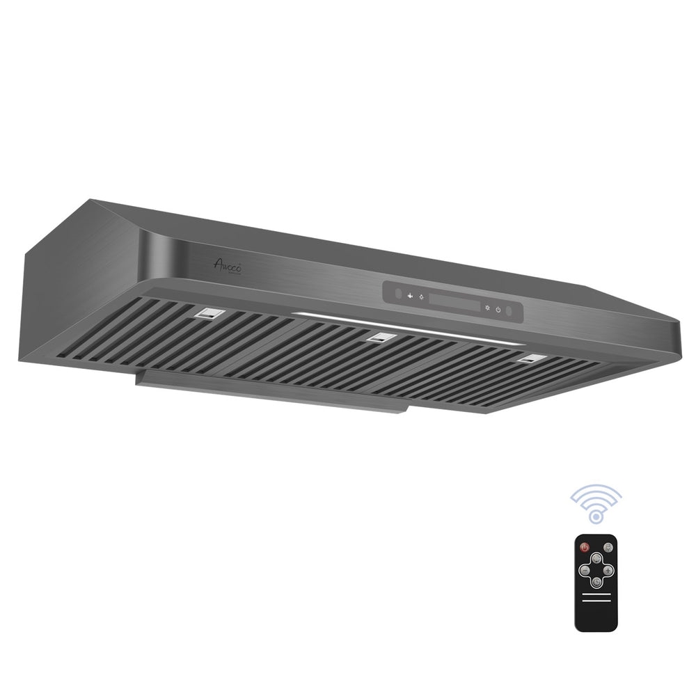 Picture of Awoco RH-UC7-36BLK-8 36' Under Cabinet 7'H Black Stainless Steel Range Hood, 8' Top Vent