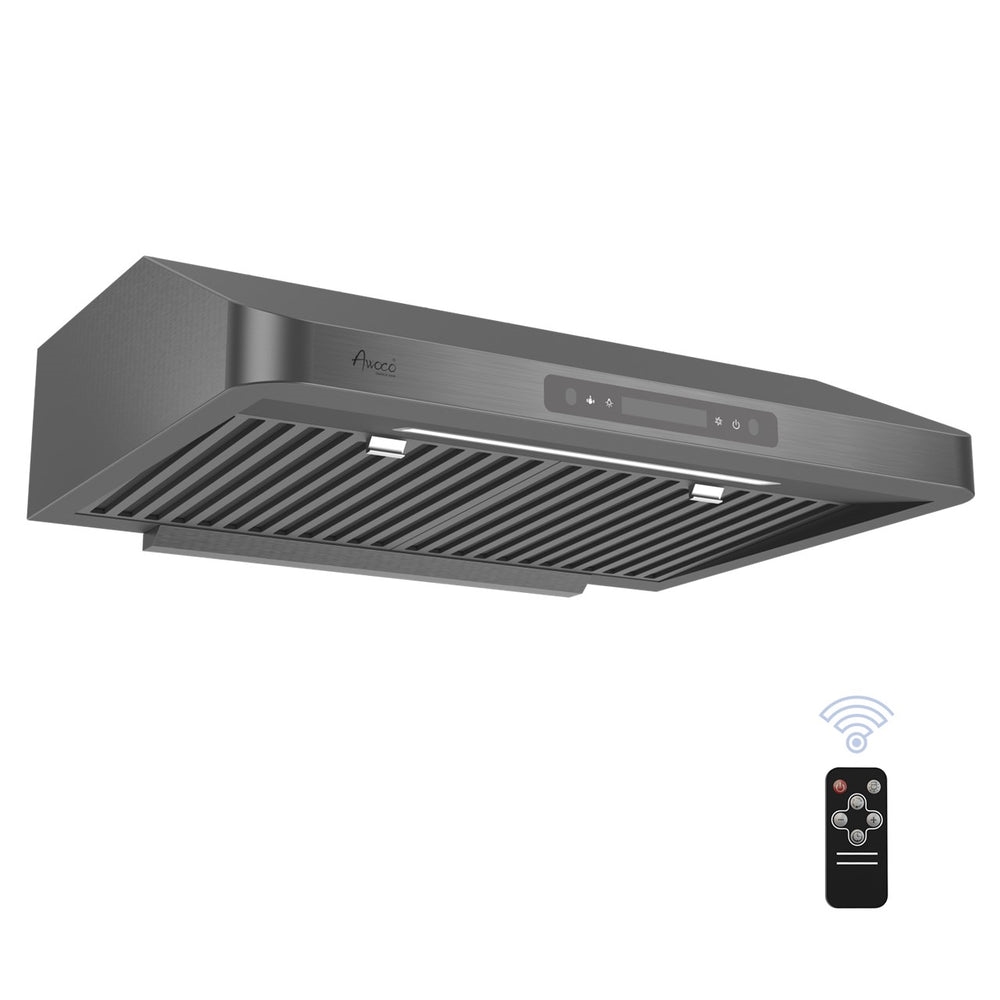 Picture of Awoco RH-UC7-30BLK-7 30' Under Cabinet 7'H Black Stainless Steel Range Hood, 7' Top Vent